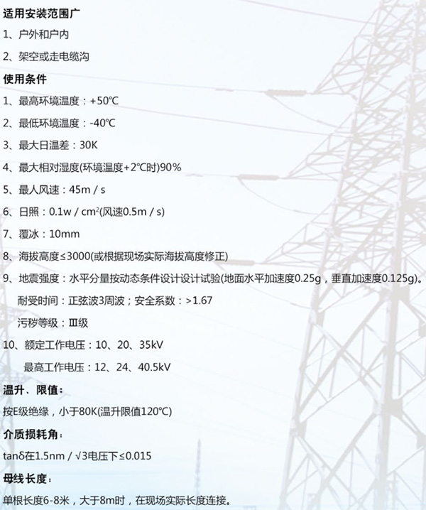 全絕緣屏蔽銅管母線技術(shù)參數(shù)